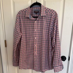 Johnston & Murphy Men's XL Orange and Blue Checkered Shirt